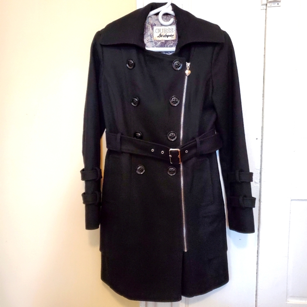 Like new Guess ladies black belted pea coat Small